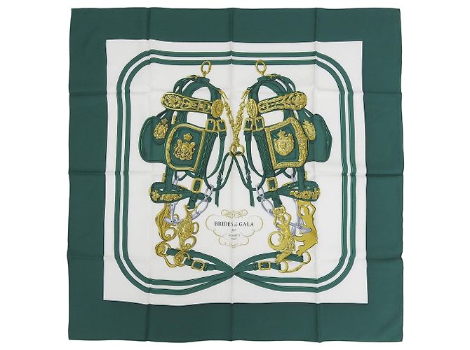 Hermès Pañuelo de seda Hermes Carre 90 Brides de Gala Multicolor Verde