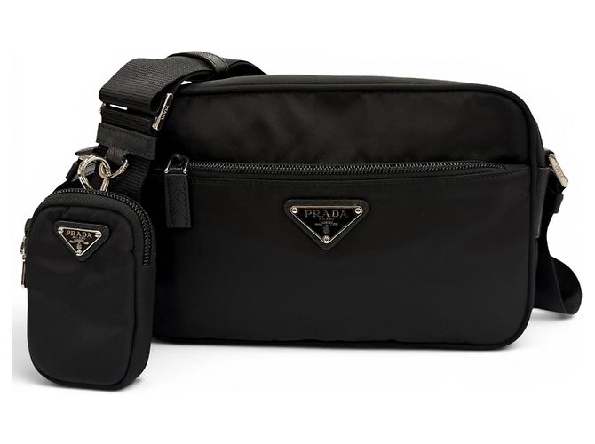 Borsa a tracolla Prada Nylon Re-Nylon con placca logo Triangle Nero