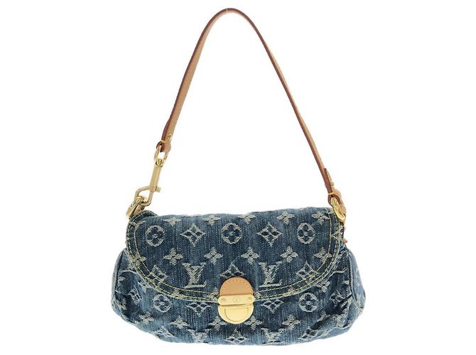 Borsa a tracolla Louis Vuitton Monogram Denim Mini Pleaty Blu