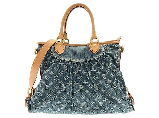 Louis Vuitton Monogram Denim Neo Cabby MM Handbag Blue