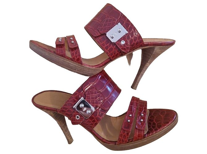 Hermès Alligatorleder Mules Rot