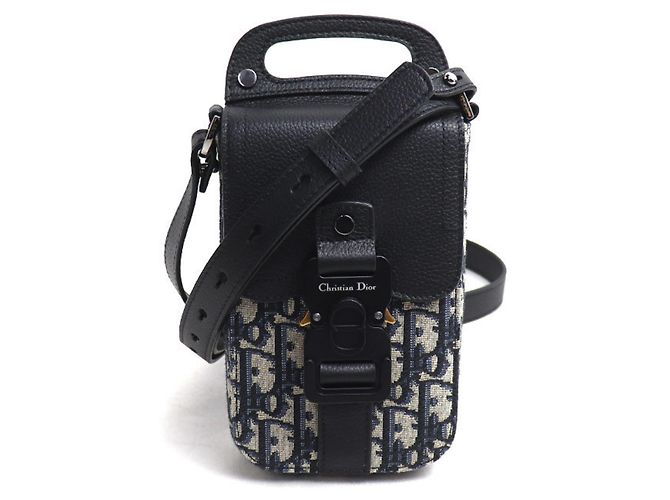 Pochette verticale a tracolla Christian Dior Oblique Saddle Nero