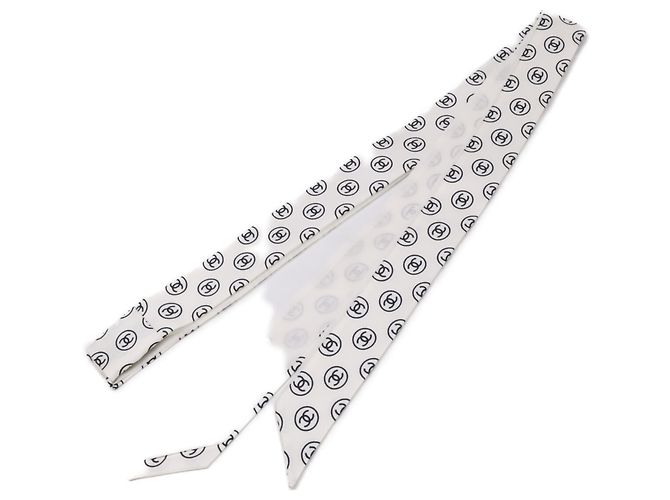 Foulard per capelli in seta CHANEL Coco Mark Bianco