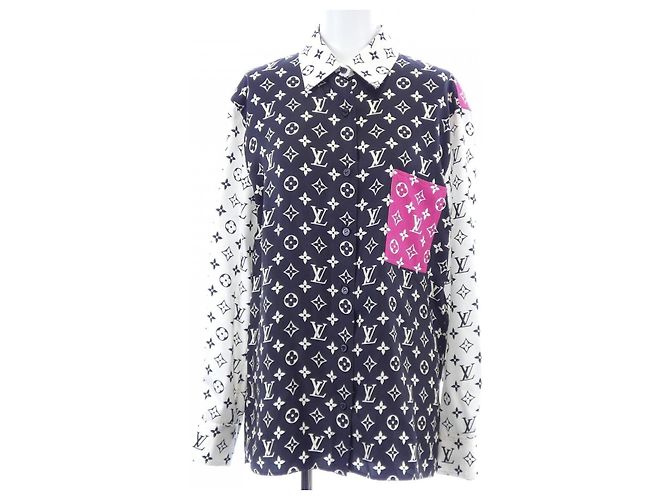 Camicia in seta Louis Vuitton con accento fucsia da uomo Nero Rosa Beige