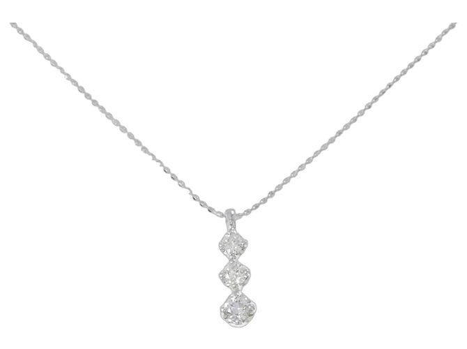 Autre Marque Colar de ouro branco Au750 e diamantes Prata