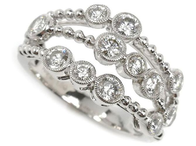 Autre Marque Anel de ouro branco Au750 e diamantes Dourado