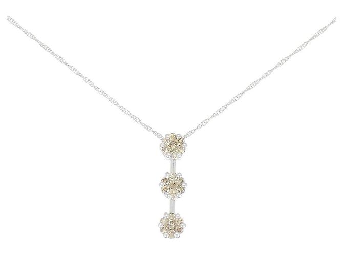 Autre Marque Au750 Weißgold-Diamant-Halskette Silber