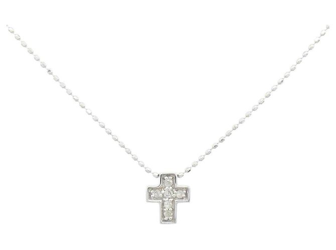 Autre Marque Collar de Cruz de Diamantes Au750 Plata