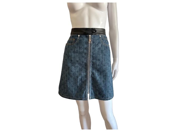 Mini saia em denim Monogram Louis Vuitton Azul