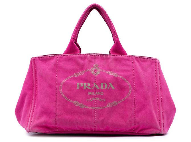 Tote en toile Canapa rose avec logo Prada