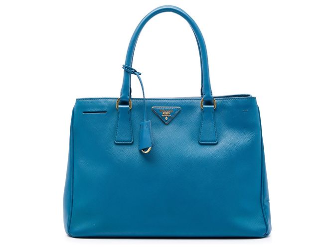 Prada Blue Medium Saffiano Lux Galleria Satchel Tasche Blau Türkis