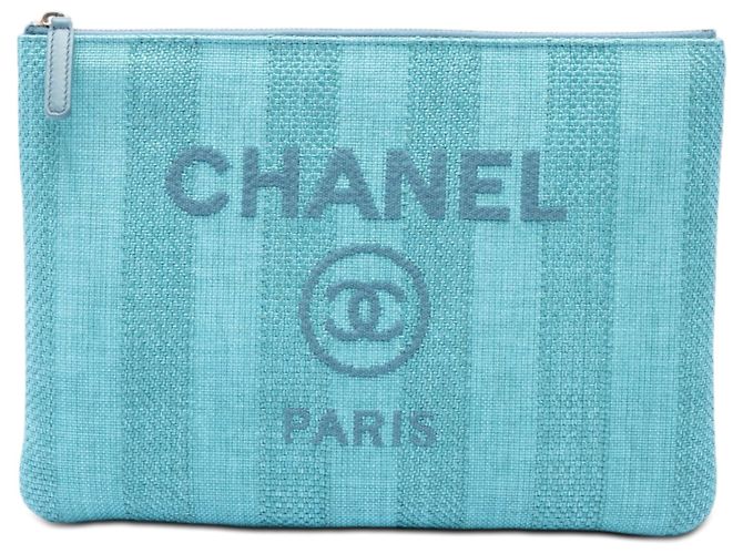 Clutch Chanel Blue Medium Tweed Deauville O Case
