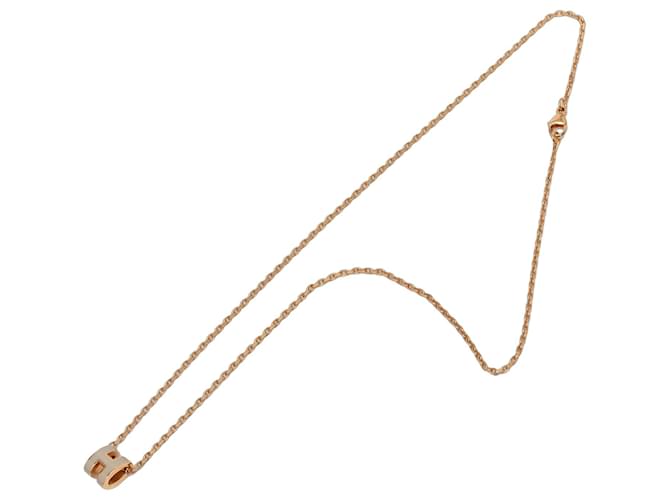 Collier pendentif Hermès Mini Pop H en émail rose or rose Doré 
