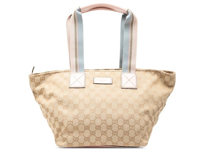 Tote Gucci em lona GG bege com Web