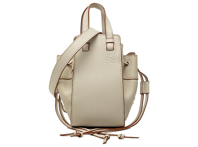 Bolsa Hammock LOEWE branca em couro de bezerro granulado mini Branco