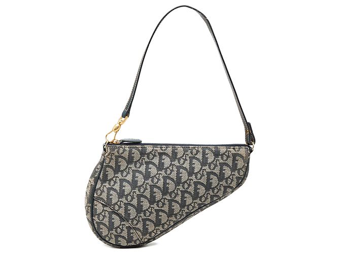 Blue Mini Diorissimo Canvas Saddle Pochette Blau Marineblau