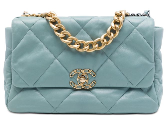 Chanel Blue Large Lambskin 19 Flap Bleu Bleu clair