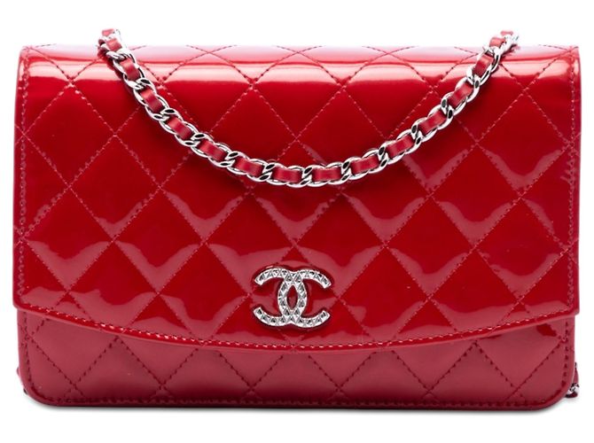 Chanel Red CC gesteppte Patentleder Wallet On Chain Rot
