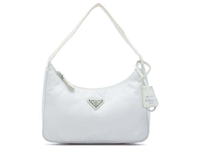 Bolsa de ombro Prada White Mini Tessuto Re Edition 2000 Branco