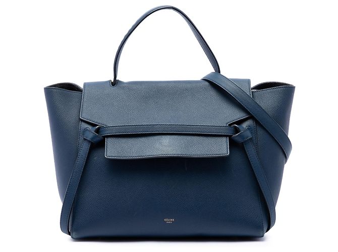 Belt Bag Céline Borsa Belt Celine blu in pelle di vitello granulata mini Blu scuro