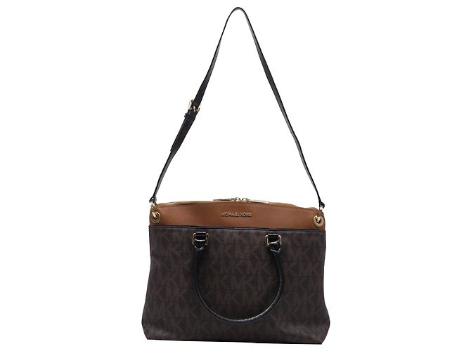 Bolsa Michael Kors Aubrey Signature Large em couro marrom