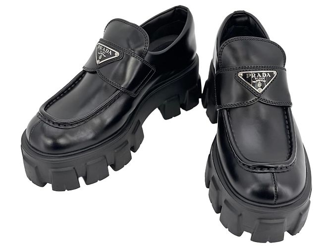 Prada Mocassin Monolith brossé Noir