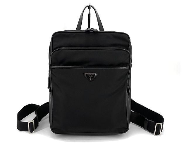 Prada Re-Nylon Saffiano Triangle Logo Backpack Black