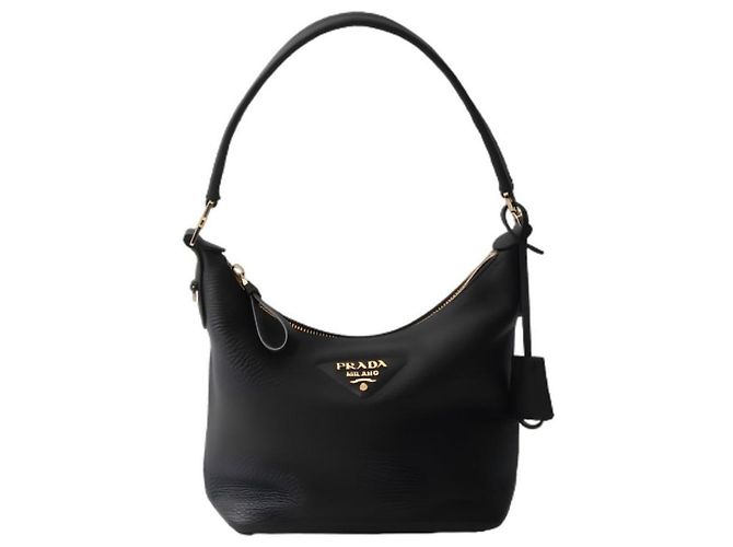 Prada Borsa Hobo a tracolla nera Nero
