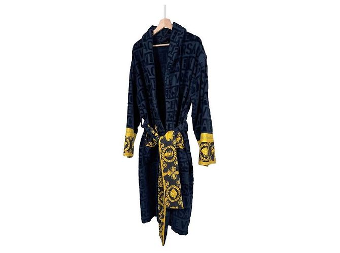 Versace Bademantel Love Baroque für Herren Blau