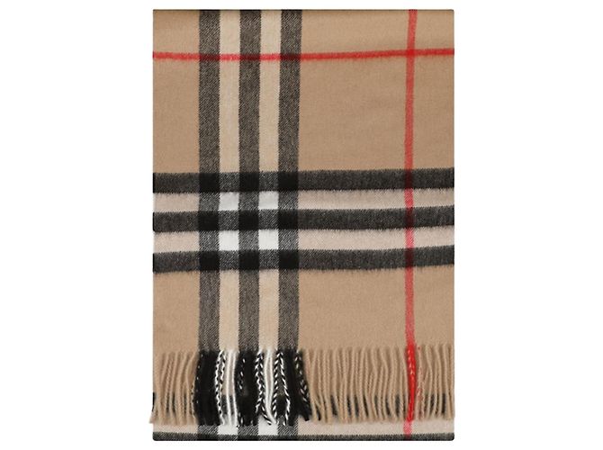 Burberry Sciarpa in Cashmere Check Beige Marrone