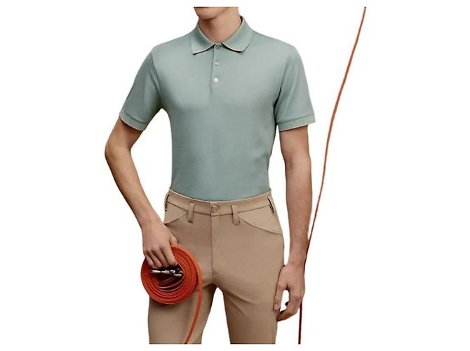 Hermès Polo tecnico da uomo a maniche corte Verde