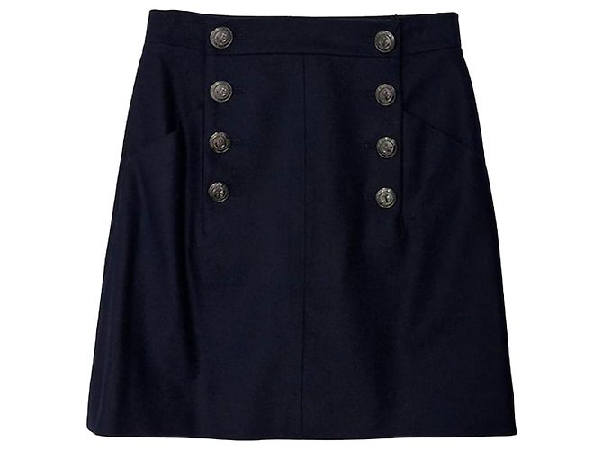 Chanel Button Skirt Blue