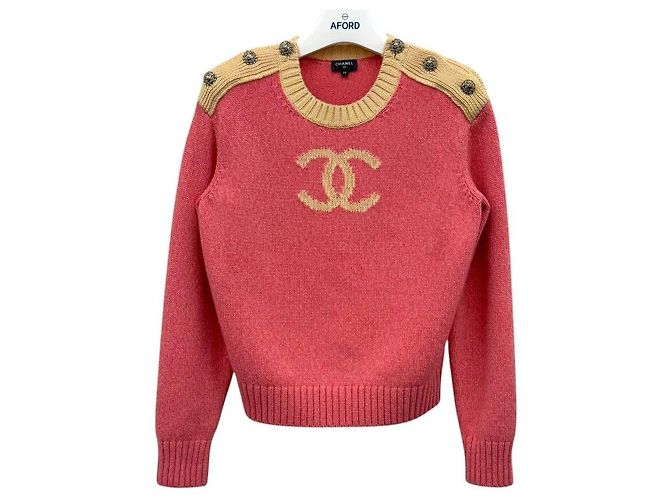 Chanel Cashmere-Strickpullover mit CC-Logo Rot 