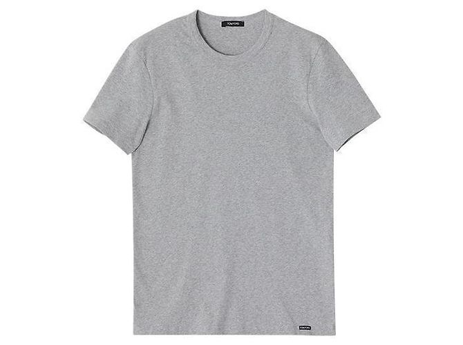 Tom Ford T-Shirt mit Kurzarm, Logo und Rundhalsausschnitt Silber