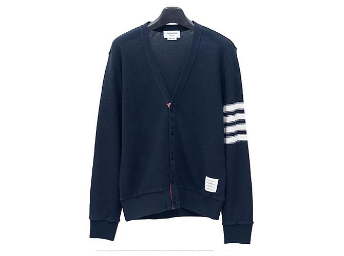 Thom Browne Offener Spitzenstrickjacke Blau