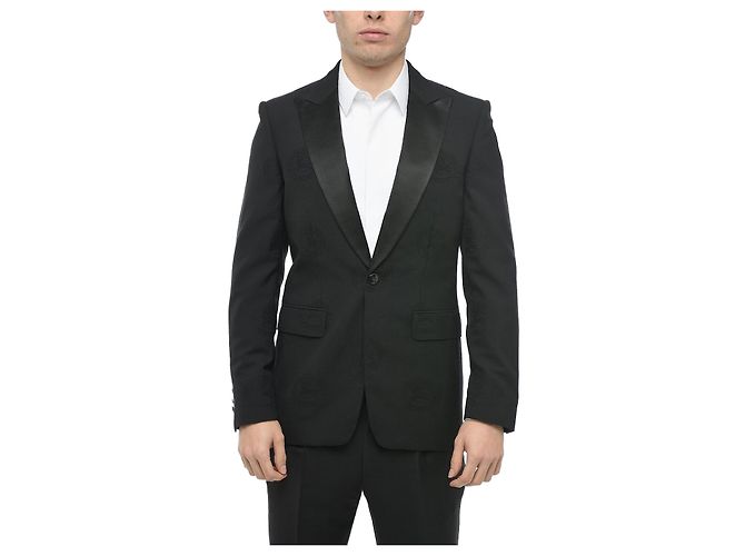 Burberry Wool Embroidered Blazer Black