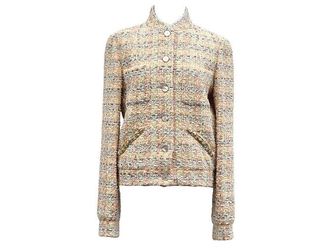 Chanel Cotton Tweed Jacket Light Yellow