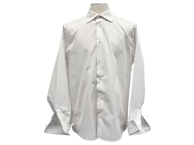 Hermès Camisa de algodón a rayas Plata 