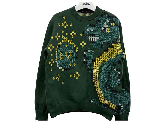 Louis Vuitton Sudadera de cuello redondo en jacquard de algodón sin usar Negro
