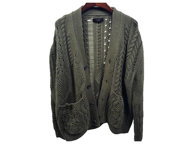 Amiri Distressed Wool Cashmere Cardigan Black