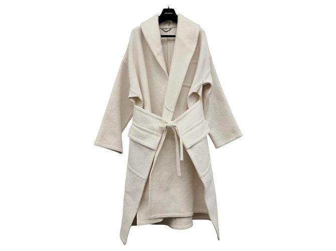 Louis Vuitton Wool Cashmere Wrap Coat White