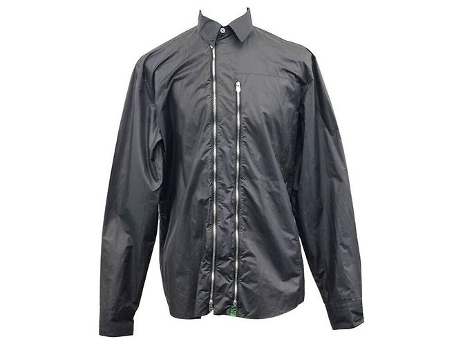 Hermès Giacca-camicia in popeline tecnica con zip per uomo Verde