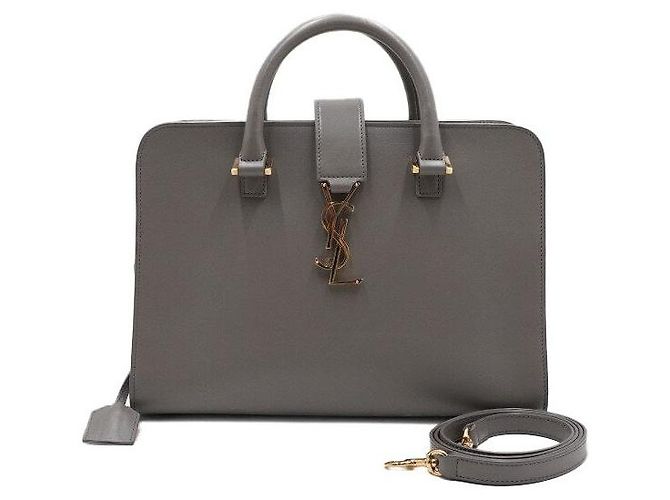 Saint Laurent Piccola borsa tote e borsa a tracolla Gray Monogram Marrone