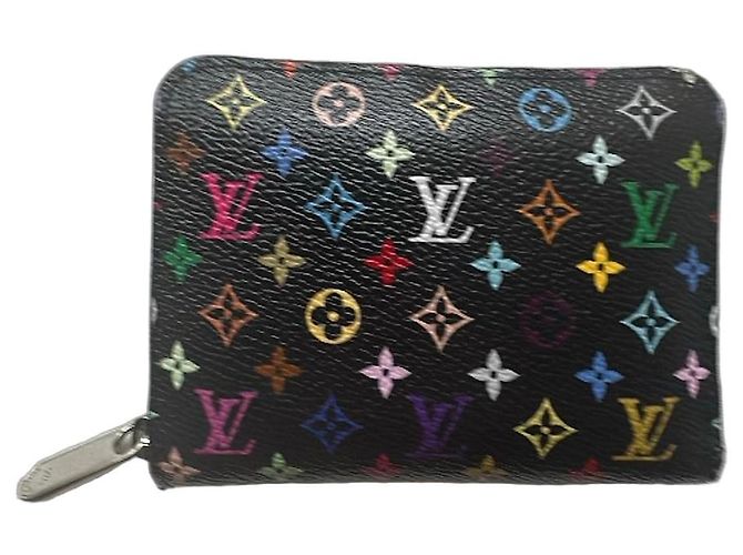 Louis Vuitton Murakami Multicolore Zip-Around Wallet Black Multiple colors