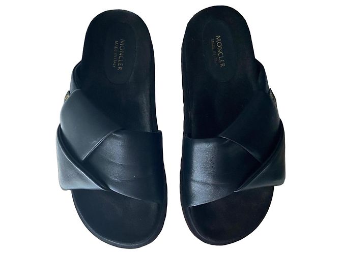 Moncler Leder-Sandalen Schwarz