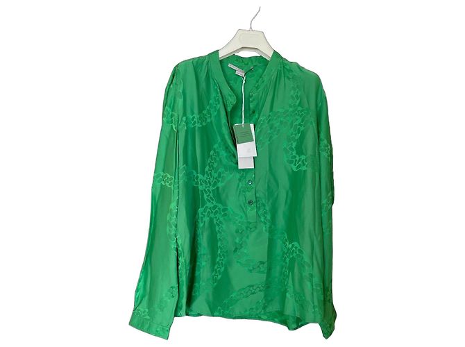 Stella Mc Cartney Stella McCartney Camicetta in seta verde con stampa a catena