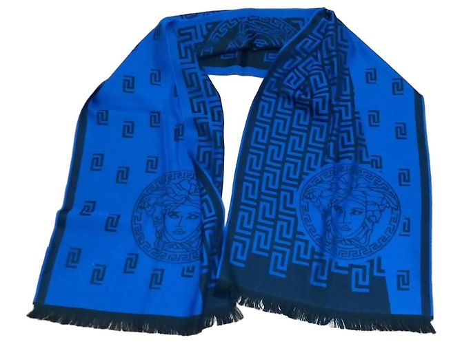 Cachecol Versace Medusa Azul e Preto
