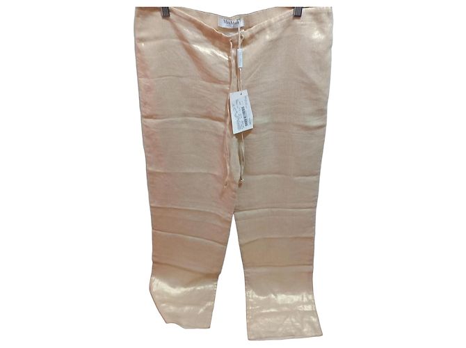 Max Mara Leinenhose in Gold Golden