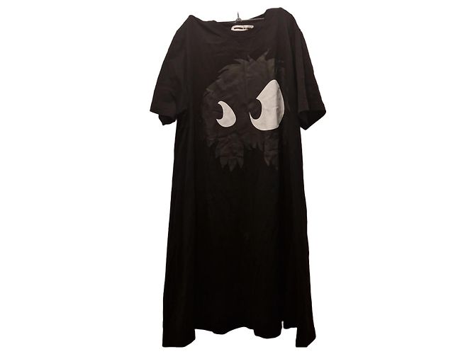 Autre Marque McQ Alexander McQueen Kurzarmkleid mit Monster-Print Schwarz