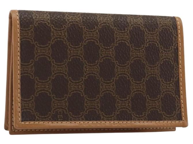 Céline CELINE Macadam Canvas Card Case PVC Leather Brown Auth bs36336V